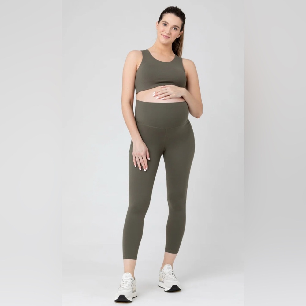 Ripe Maternity Green Leggings High-Waisted Ankle-Length